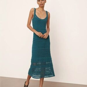 Vince Teal Crochet Midi Dress